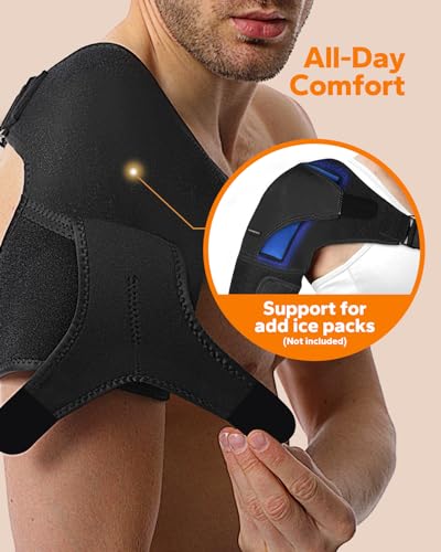 Komoko Shoulder Brace, Rotator Cuff Support Brace and Arm Sling for Pain Relief, Shoulder Compression Sleeve for Preventing Strains and Dislocation, Adjustable Fits Left and Right Arm, Men & Women Detail